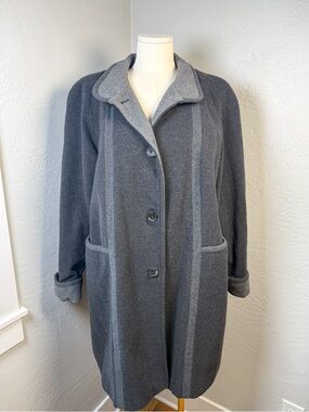 Canvas Women A Gallery Company Gray Wool Blend Button Coat Size Plus Size 1X
